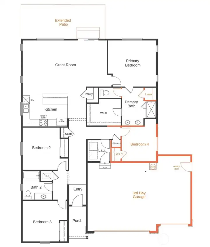 Floorplan/Layout with 3-car garage option Floorplan/Layout with 3-car garage option