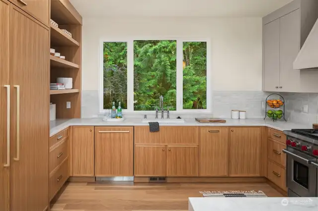 Windows offering a tranquil backdrop of lush foliage and natural beauty.