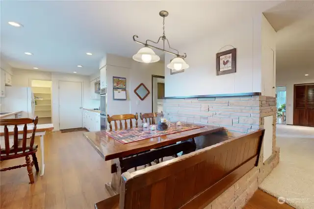 Dining area, breakfast bar, kitchen.