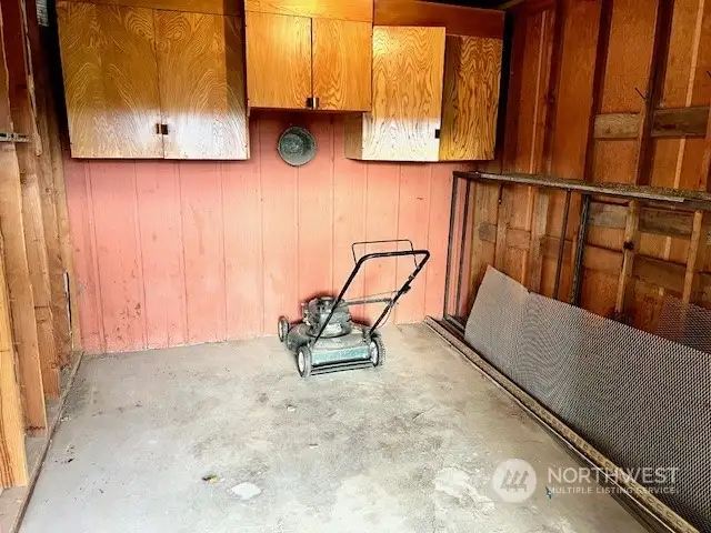 Garage rear storage room.