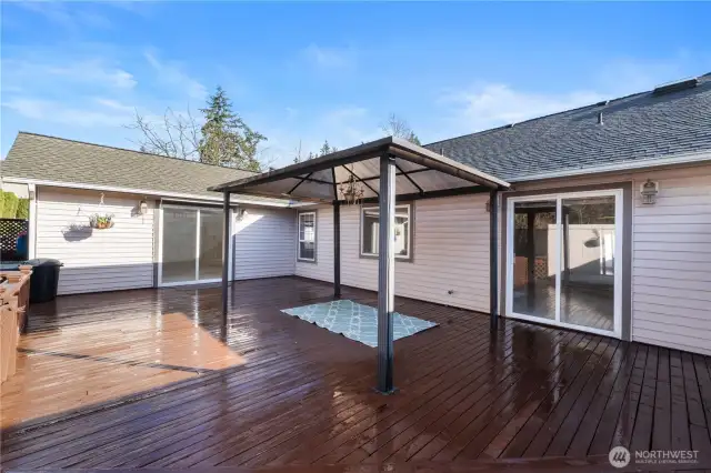 The deck in the backyard is enormous! Imagine summer BBQ's and soaking in the sun.
