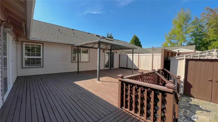 The deck in the backyard is enormous! Imagine summer BBQ's and soaking in the sun.