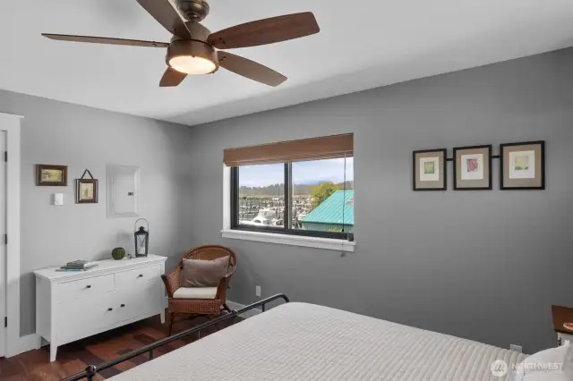 The bedroom also has a view of the Port.