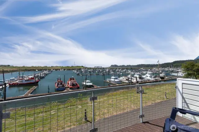 The upstairs apartment has a Trex deck with beautiful views of the Port!