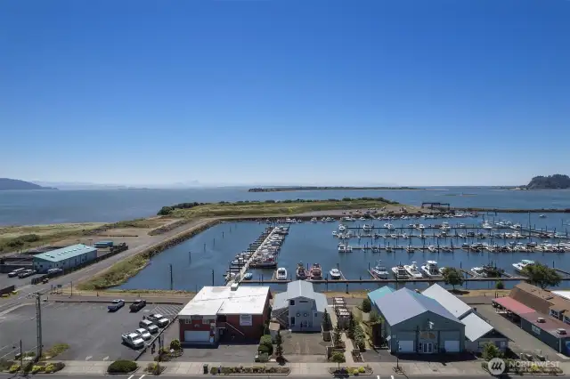 Great views of the Port of Ilwaco, the mighty Columbia River, and over to Astoria and Warrenton, Oregon!