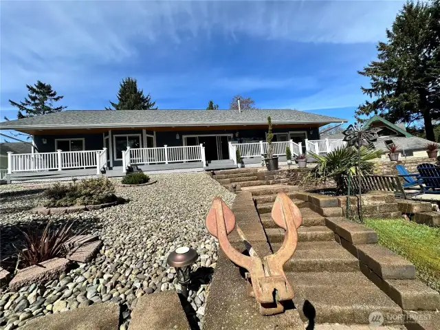 Looking up at the house from dock