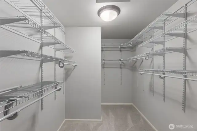 Walk-in closet in the primary