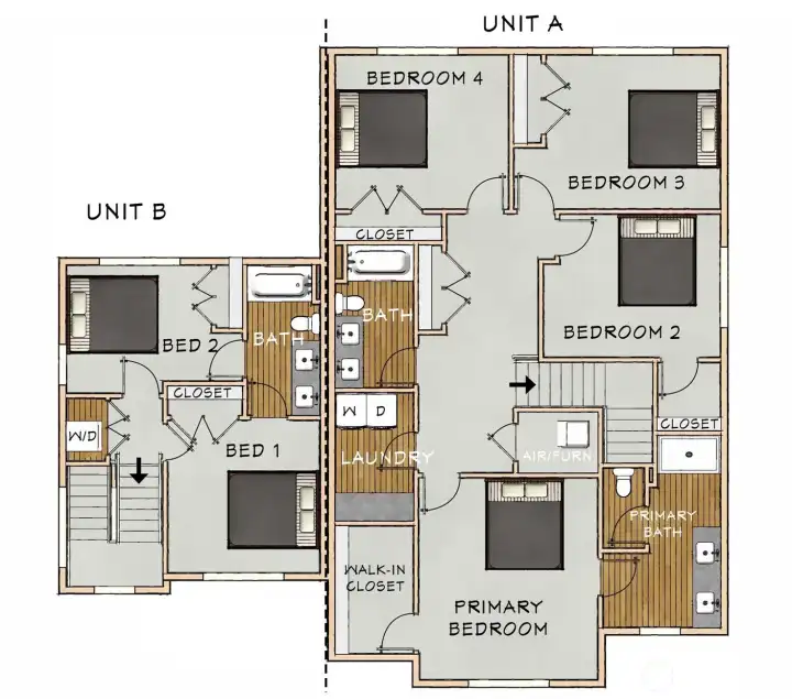 Floorplans are mirrored from this unit.