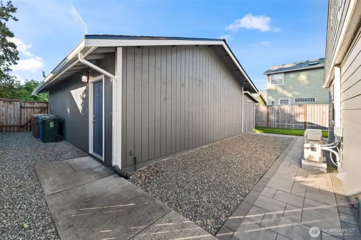 Detached 4 car tandem garage.