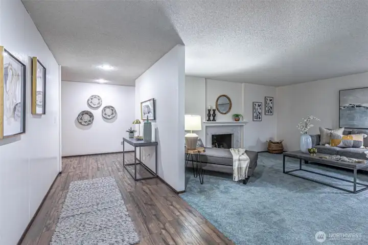 Inside front door foyer and large formal living room