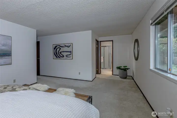 Big Primary bedroom with walk in closet and updated bathroom