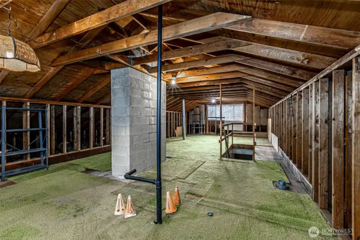 Another view of the unfinished loft/attic.