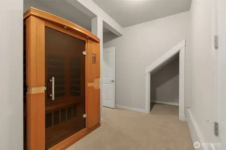 A private in-home sauna creates a relaxing, spa-like experience year-round.