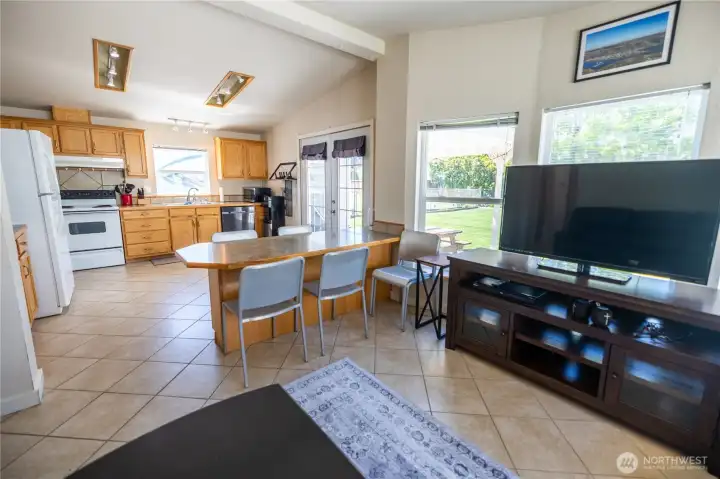 Kitchen island perfect for game night!
