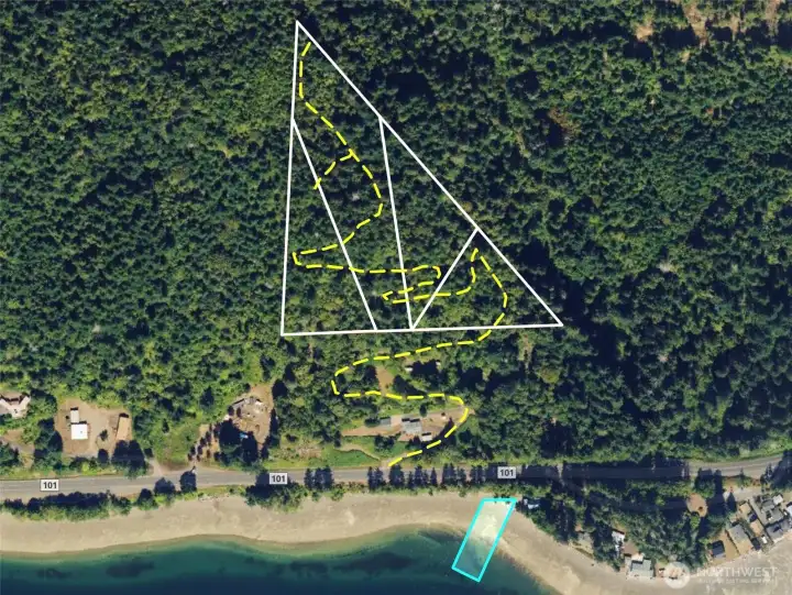 Yellow dotted lines represents approximate access route.