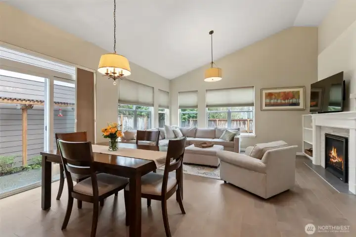 Upgraded engineered hardwood floors throughout the living space.