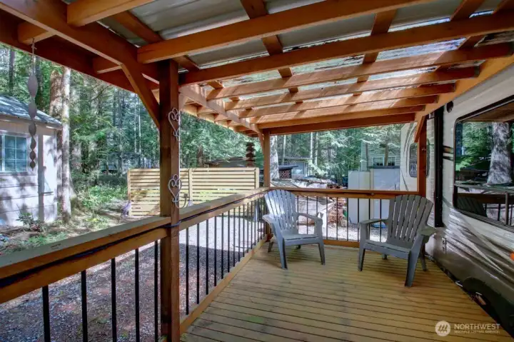 What a great covered porch for indoor and outdoor living