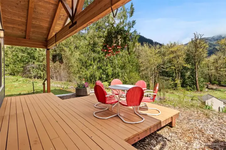 Covered front porch and deck to take in the view!