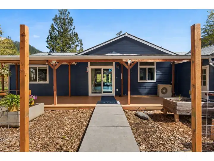 Entrance to patio and fenced yard.