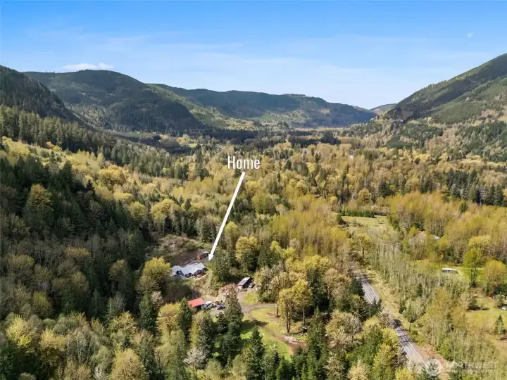 Bird's eye view! Beautiful Mtn Views! Custom Home 2019, 24x48 Pole Barn, 12x40 Machine Shed, 8x8 Storage Shed, Garden Shed, Greenhouse, Newer 10x20 Old Hickory Barn, and your own private forest! Multi-generational ~ Sustainable living!