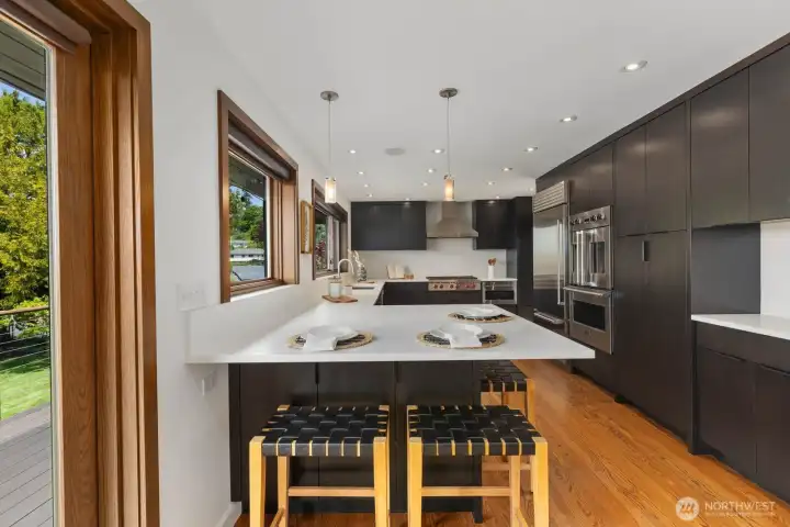 Large remodeled kitchen with high-end appliances and extra counter space