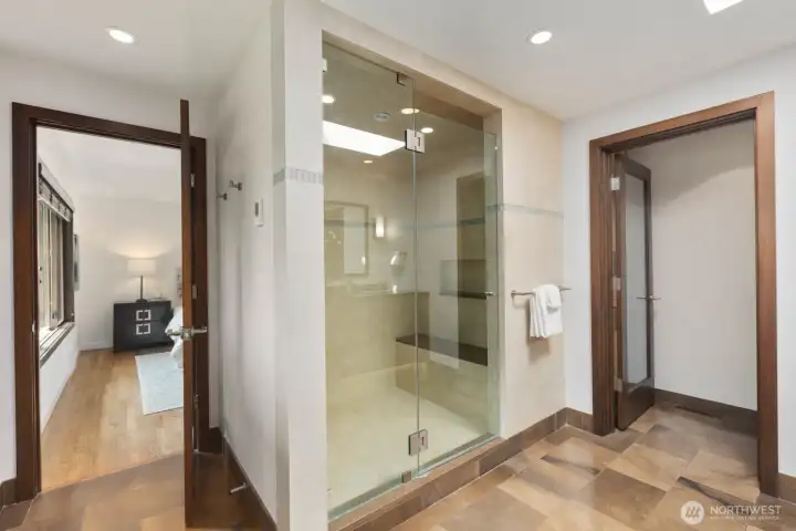 Primary bathroom with radiant floor heating