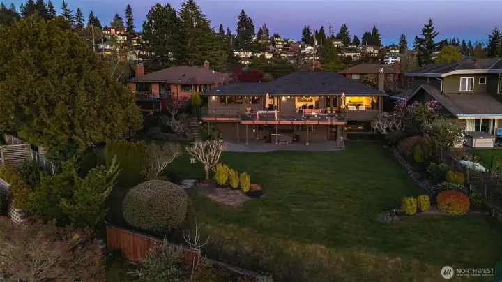 Mature landscaping, level yard, great views