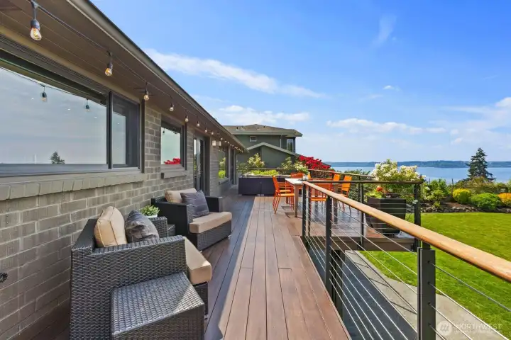 Expansive deck runs the length of the house
