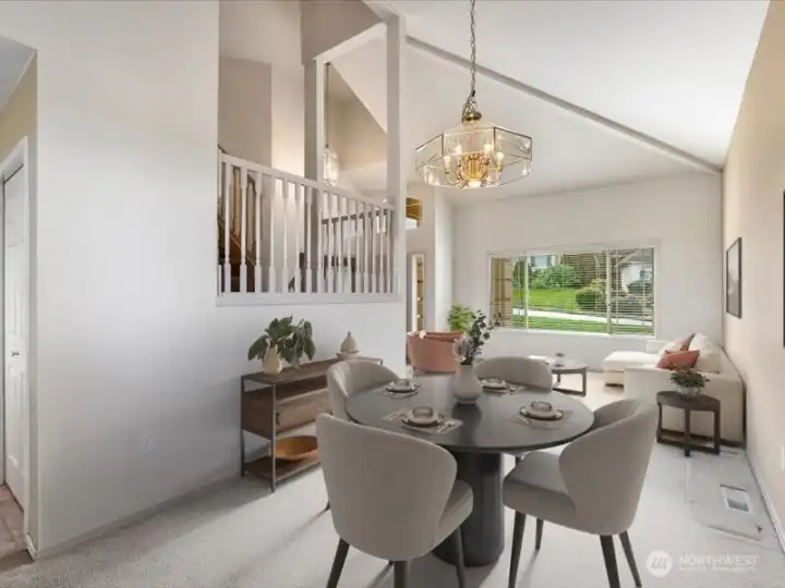 Virtually staged dining room.