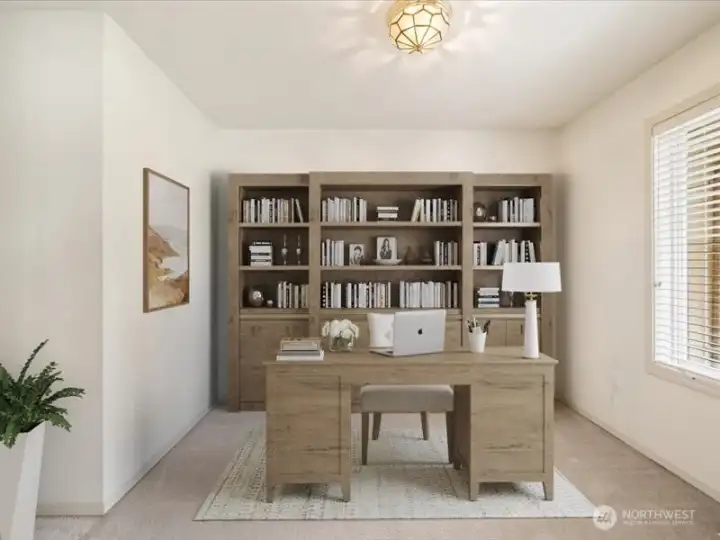 Virtually staged main floor den.