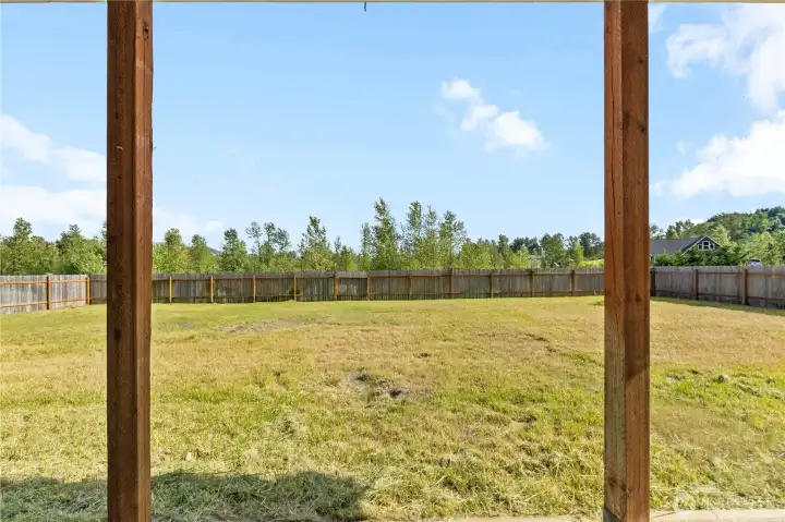 Fully fenced, large backyard.