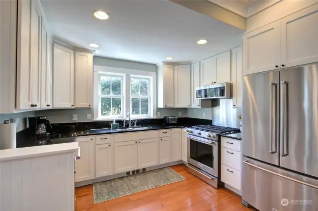 The kitchen is south facing and floods the kitchen with light.