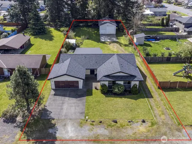 Shy 1.2 acre all level lot on a quiet dead end street minutes to shopping and I-5.