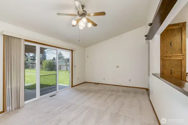 With the slider open the outdoor space is easily accessible.