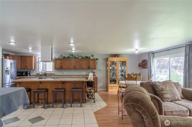 Dining area looking into the kitchen