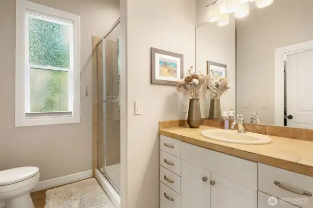 3/4 bathroom off the 3rd main floor bedroom