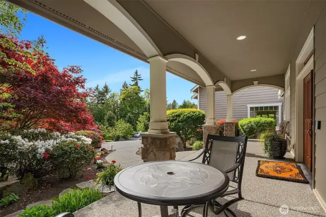 Covered front porch offers apeaceful solitude