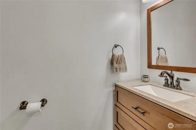 Powder room off of the garage