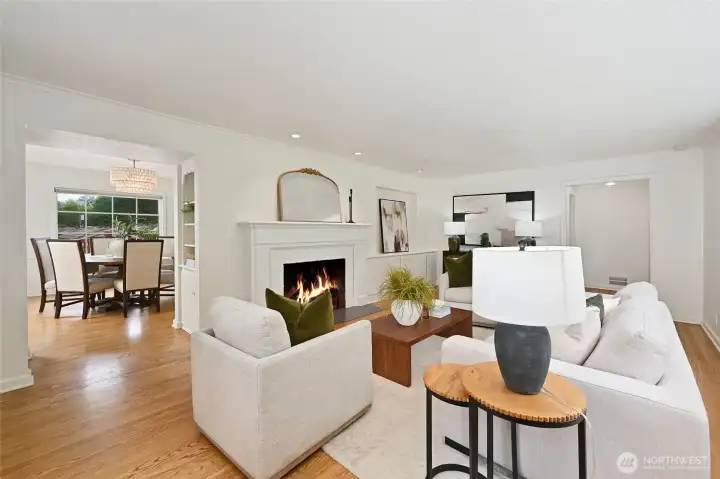 Another angle of the large room towards the entry way. Desirable flow to easy living!