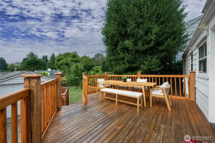 Newly stained Western facing backyard
