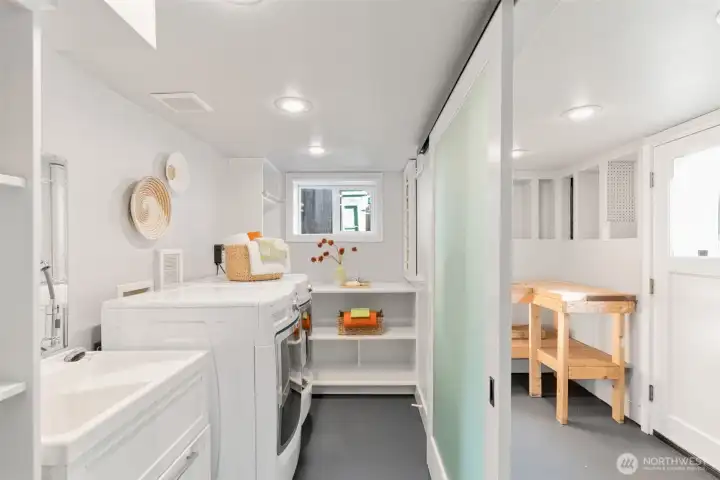 Laundry room and work area - lower floor