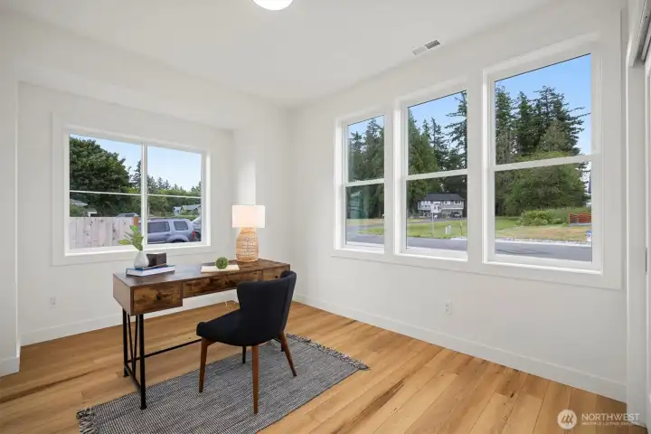 The office is just off the entry and can be a 4th bedroom (there is a full closet).