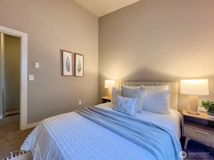 Second bedroom large enough for a queen bed.