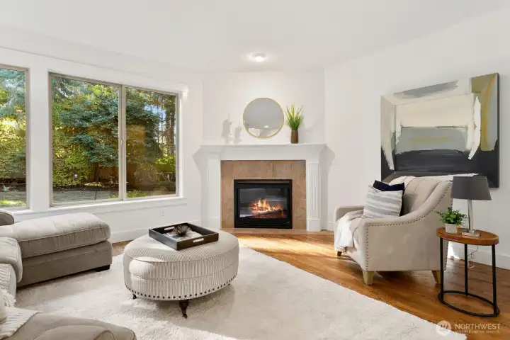 ...a fabulous family room with another gas fireplace and t.v. hook up (behind wall art)