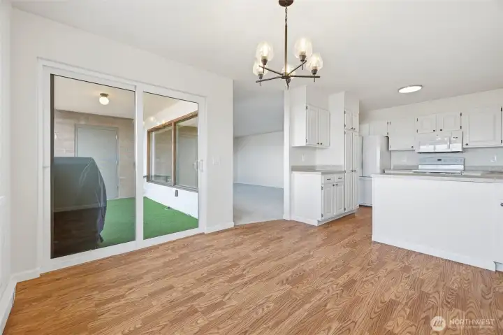 Dining area/kitchen and slider to covered view deck