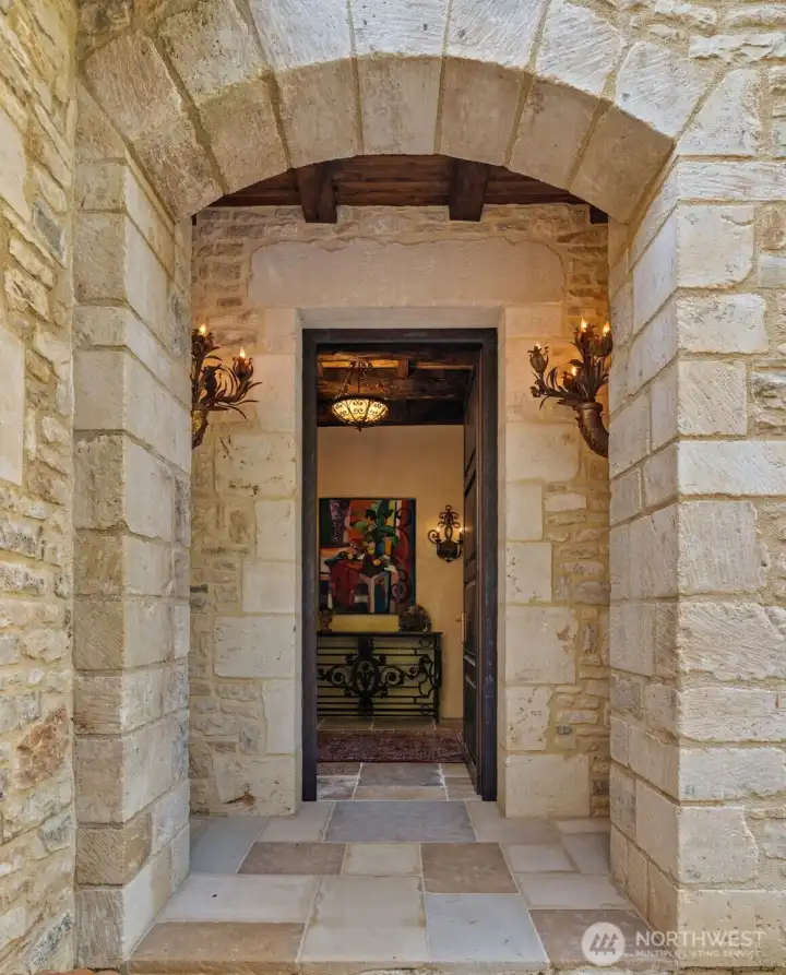 Two foot thick limestone walls reflect true Old World construction methods.