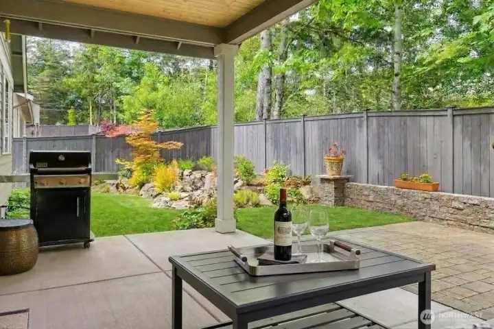 Backyard oasis, with large covered patio and amazing landscaping