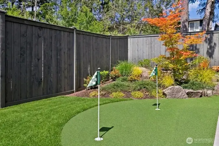 Golf anyone? Turf putting green to keep your skills up!