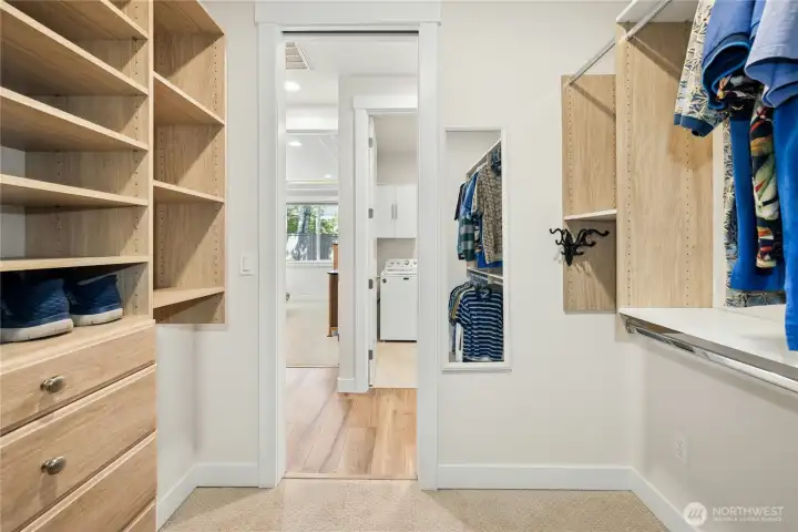 One of two walk-in primary closets.