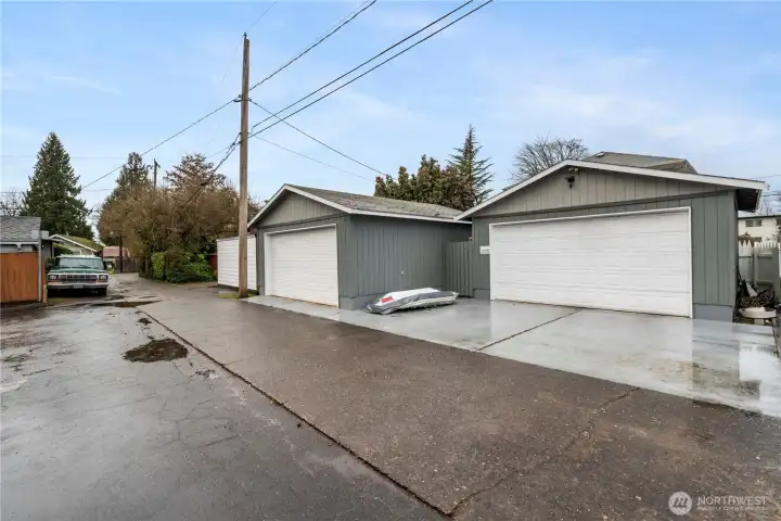 Twin two car garages! so covered parking for 4 cars